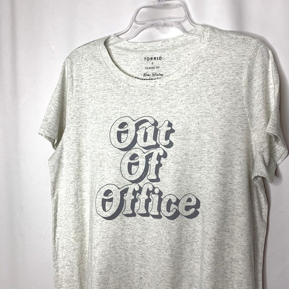 Torrid Out Of Office Graphic T Shirt Size 0 Large Heather Gray Short Sleeve - Picture 5 of 8